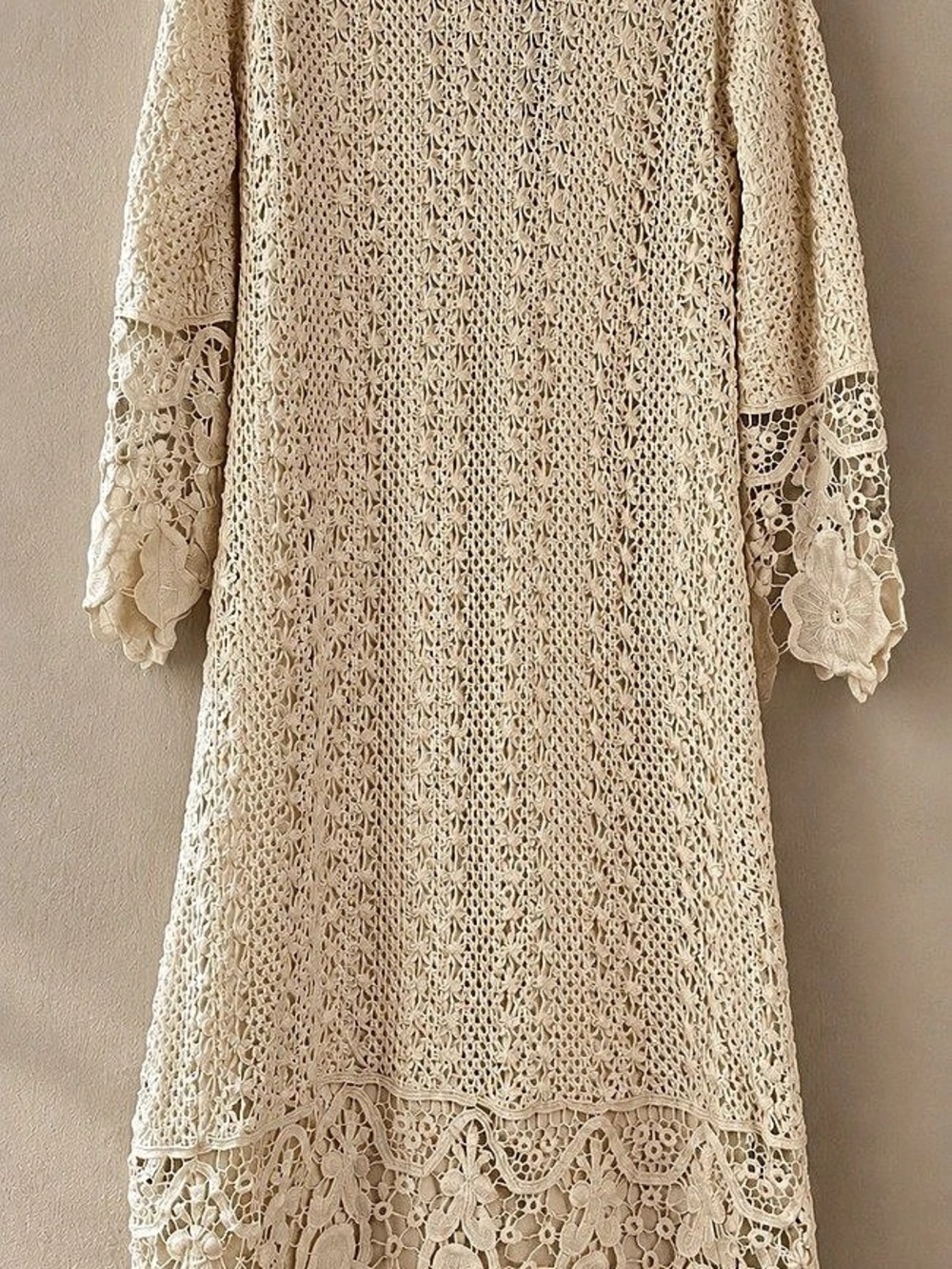 Jupe de Abby Crochet Lace Maxi Dress Cream Large NWT
